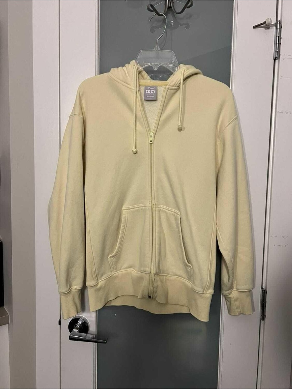 TNA Cozy Fleece Boyfriend Hoodie in Soft Pale Yellow